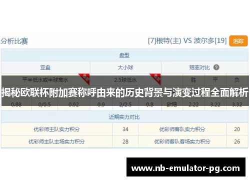 揭秘欧联杯附加赛称呼由来的历史背景与演变过程全面解析